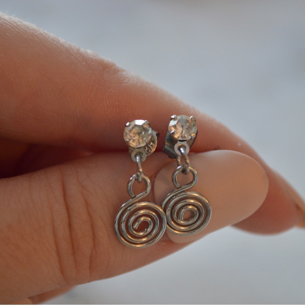 Swirl and Rhinestone Stud Earrings (Discounted Shipping🚚)